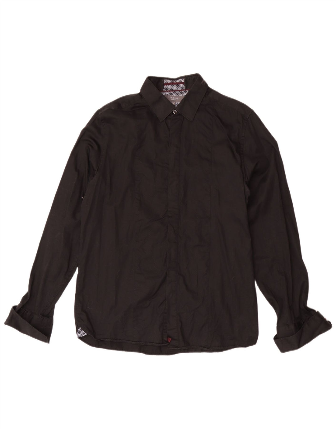 Ted Baker Herren-Hemd mit moderner Passform, formelle Größe, Größe 16, groß, schwarze Baumwolle