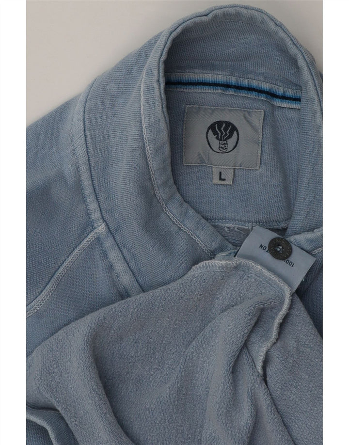 Fat Face Herren-Sweatshirt mit Knopfkragen, groß, aus blauer Baumwolle