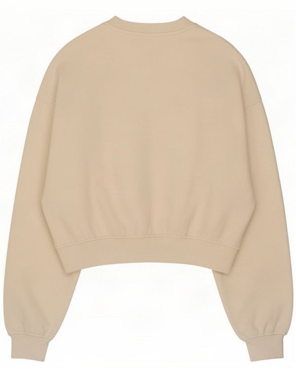 Zara Damen Crop Oversized Sweatshirt Pullover UK 10 Small White Cotton