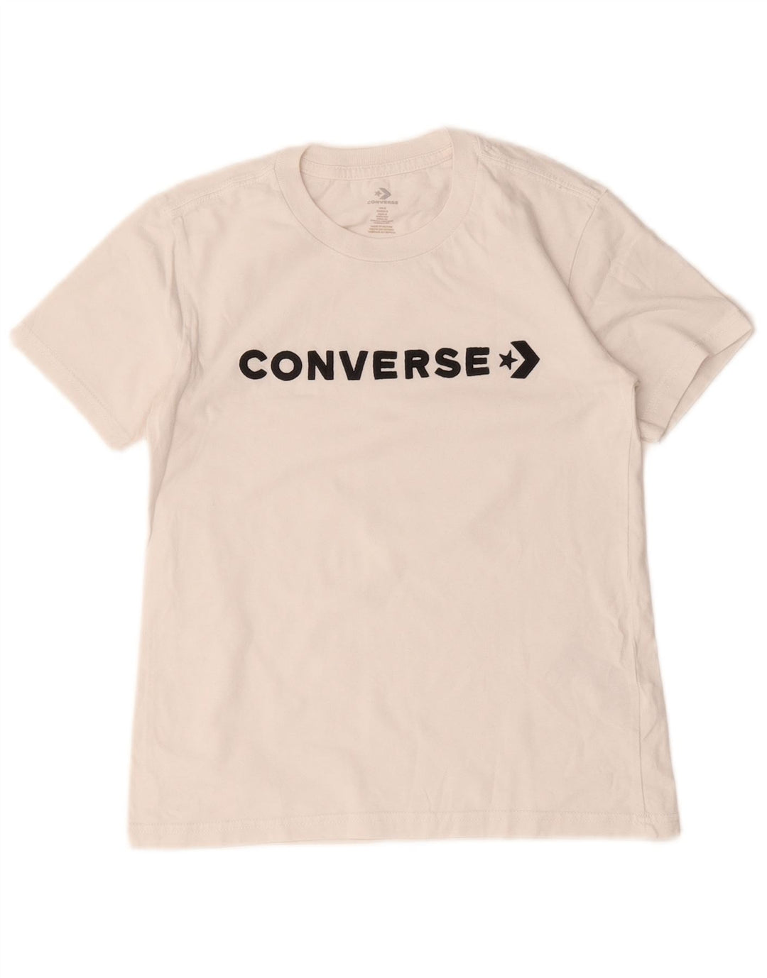 Converse Damen-T-Shirt mit Grafik, UK 10, Größe S, weiße Baumwolle