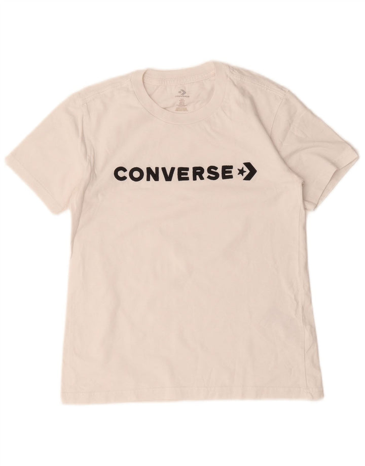 Converse Damen-T-Shirt mit Grafik, UK 10, Größe S, weiße Baumwolle