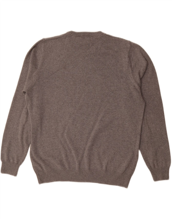 MARKS & SPENCER Herren-Pullover mit Rundhalsausschnitt, Größe L, aus grauer Baumwolle