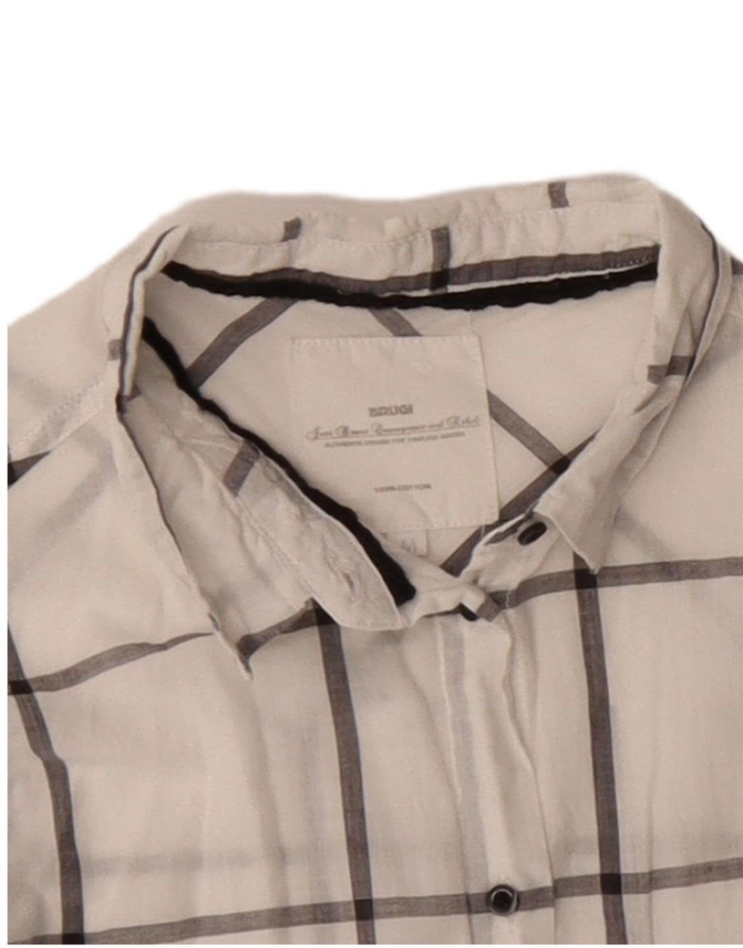 Brugi Damenhemd UK 14 Mittelweiß karierte Baumwolle