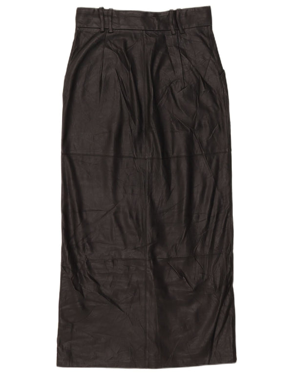 Zara Damen-Rock aus Kunstleder mit hoher Taille, XS W24, schwarzes Polyester