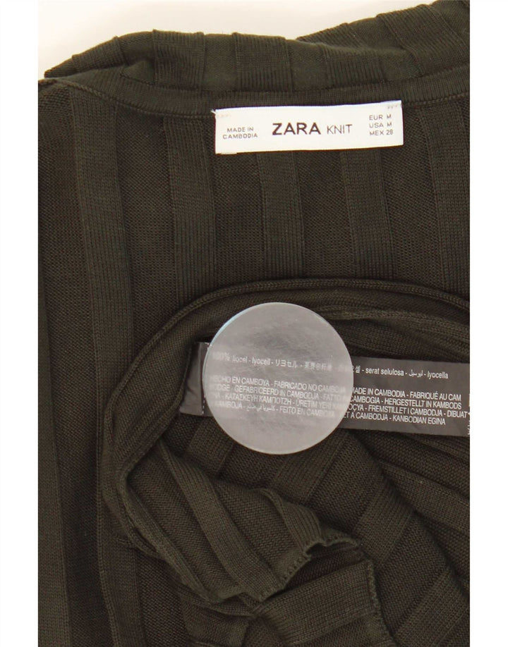 Zara Damen Top Langarm UK 12 Medium Khaki Lyocell