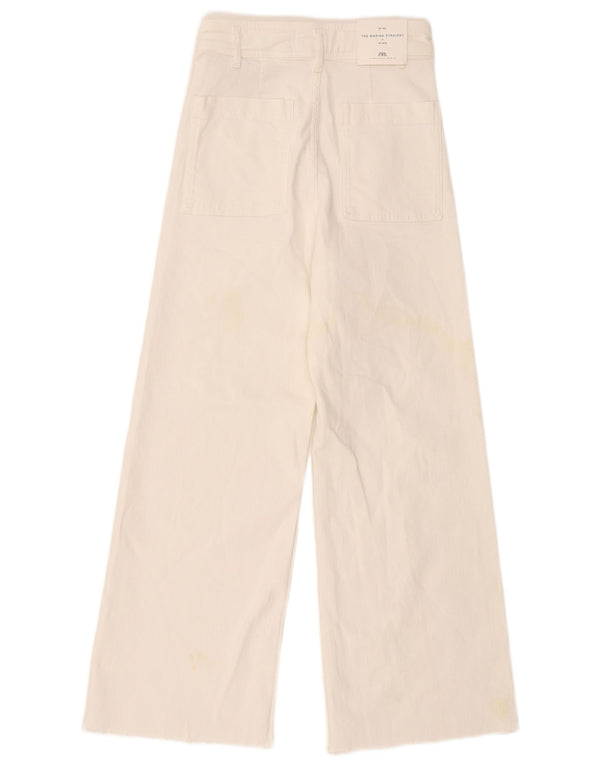 Zara Damen The Marine Straight Jeans EU 38 Small W28 L28 Weiße Baumwolle