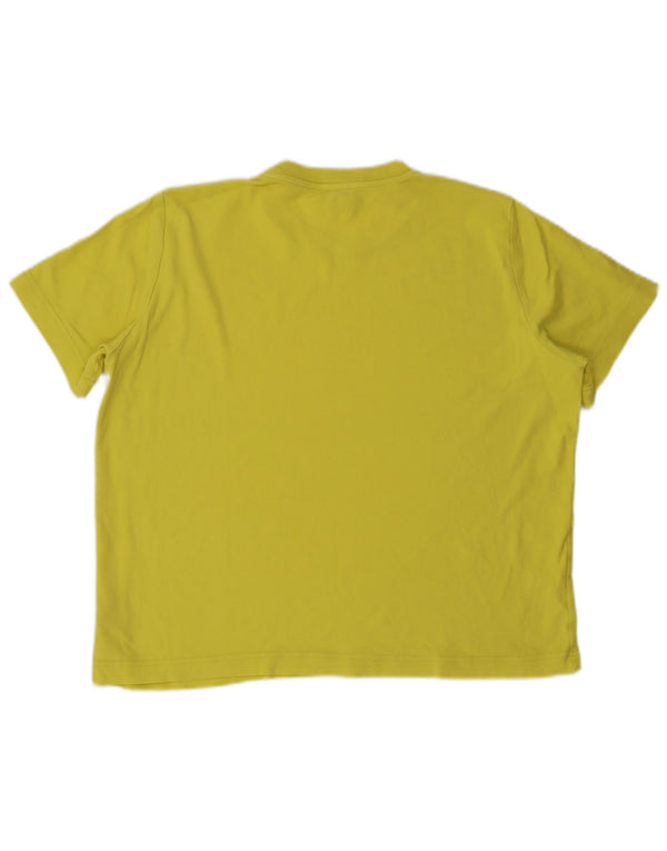 Massimo Dutti Damen T-Shirt Top UK 18 XL Gelb Baumwolle