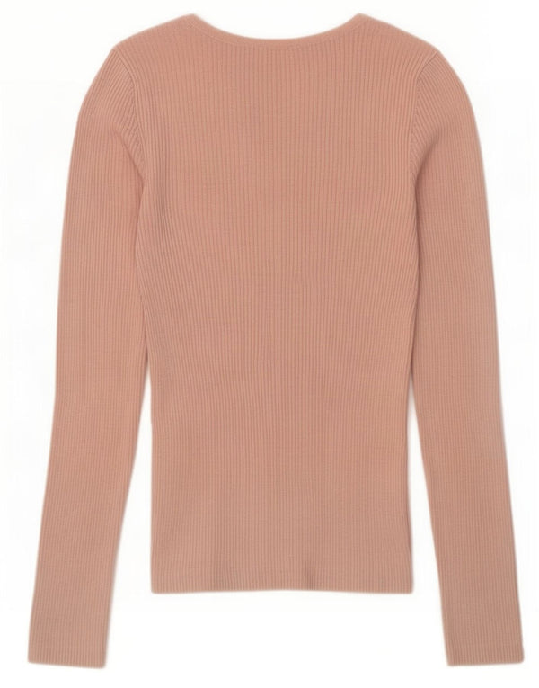 Topshop Damen Top Langarm UK 8 Small Rosa Viskose
