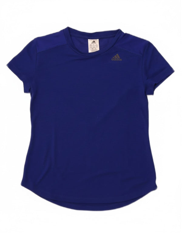 Adidas Damen Crop T-Shirt Top UK 8/10 Small Marineblau Polyester