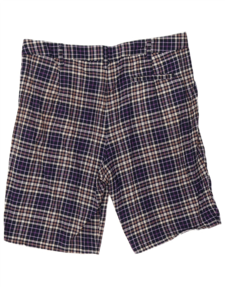Zara Herren-Chinoshorts, groß, W30, marineblau, kariert, Baumwolle