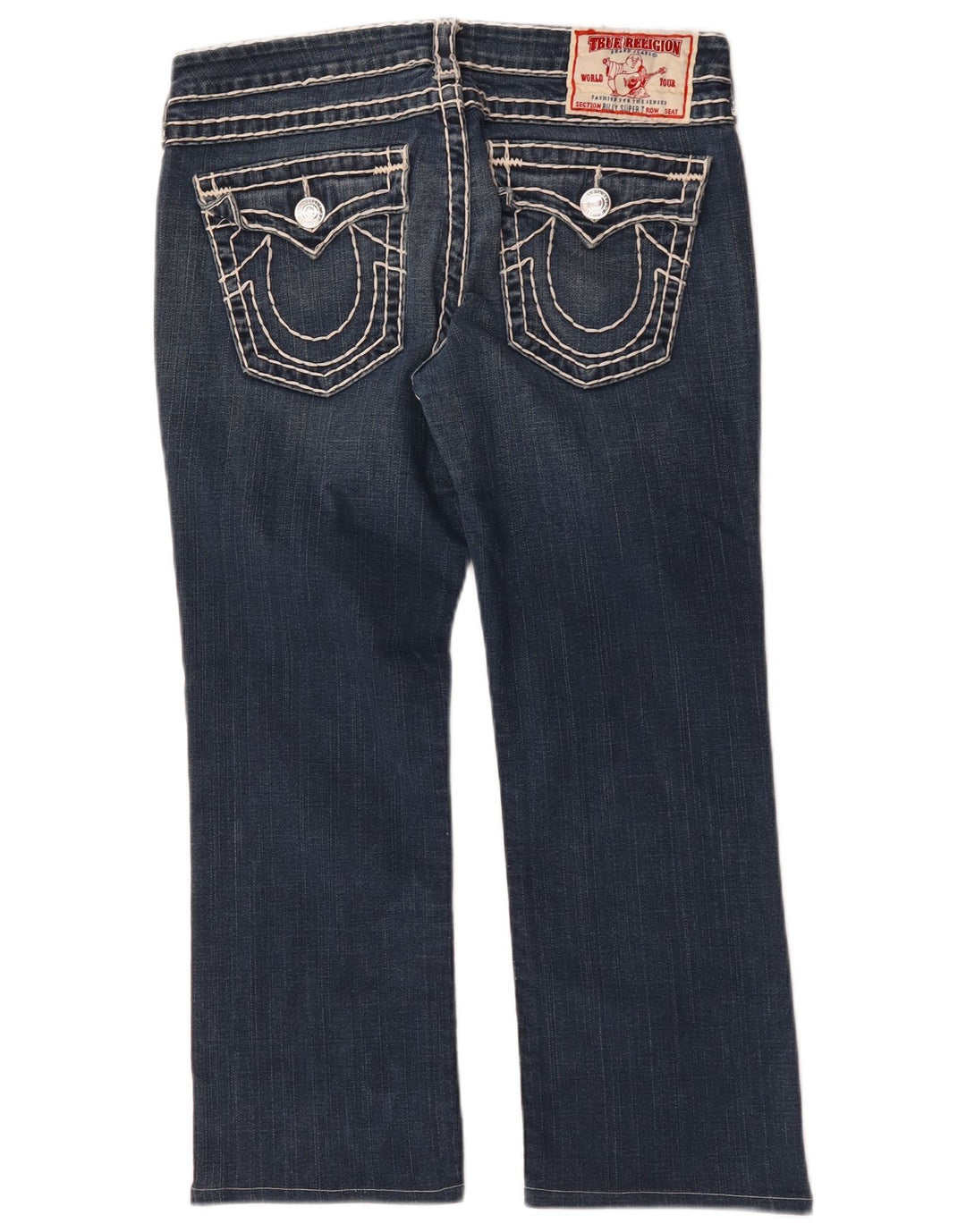 True Religion Damen Crop Bootcut Jeans W32 L26 Blaue Baumwolle