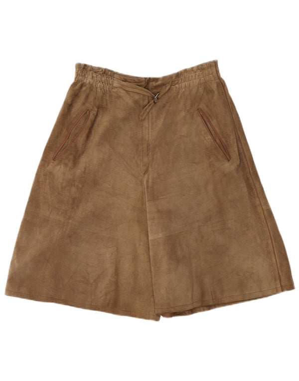 Vintage Damen Wildleder Cullotes Shorts W28 Medium Beige