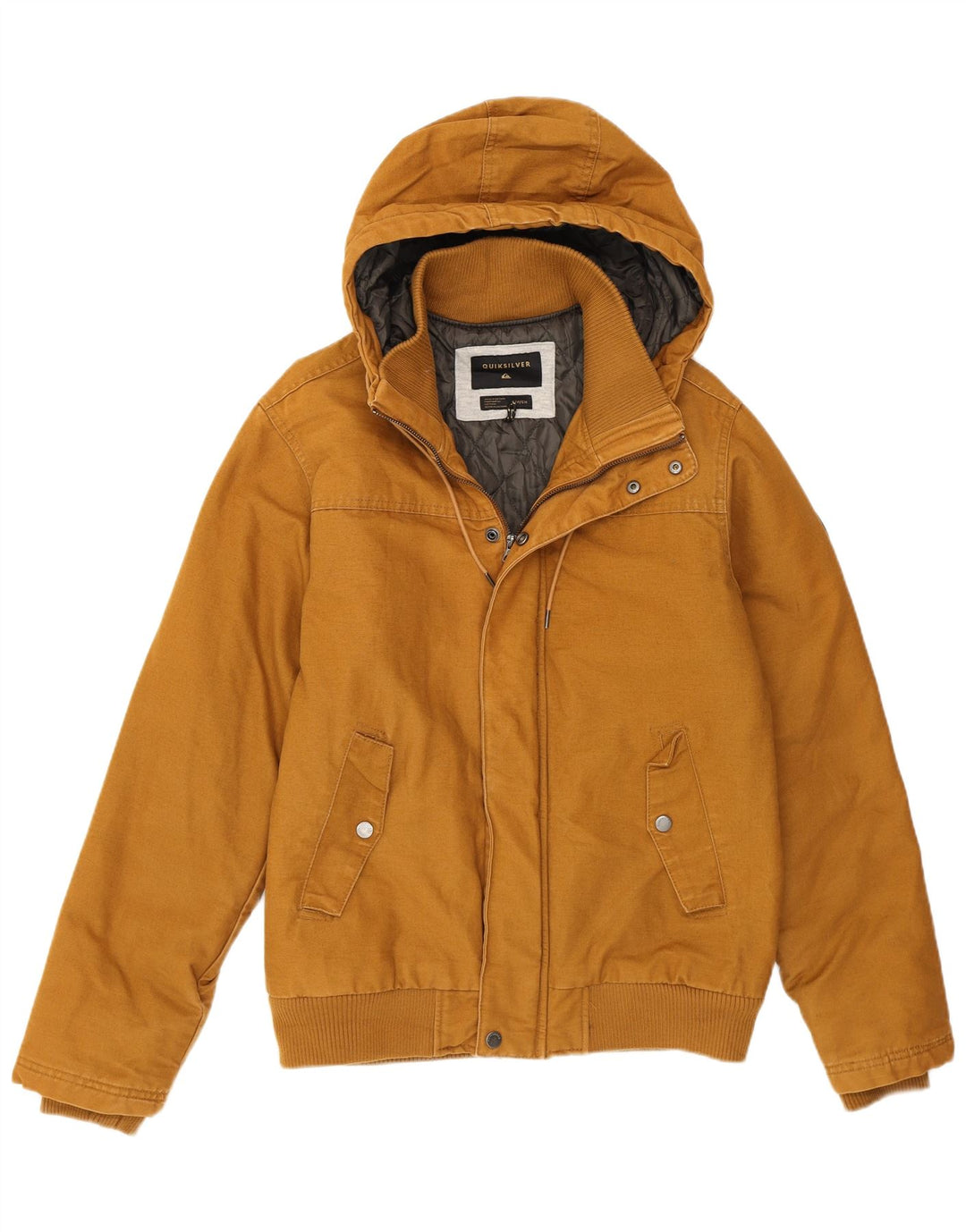 Quiksilver Herren-Bomberjacke mit Kapuze, UK 36, Größe S, Beige, Baumwolle