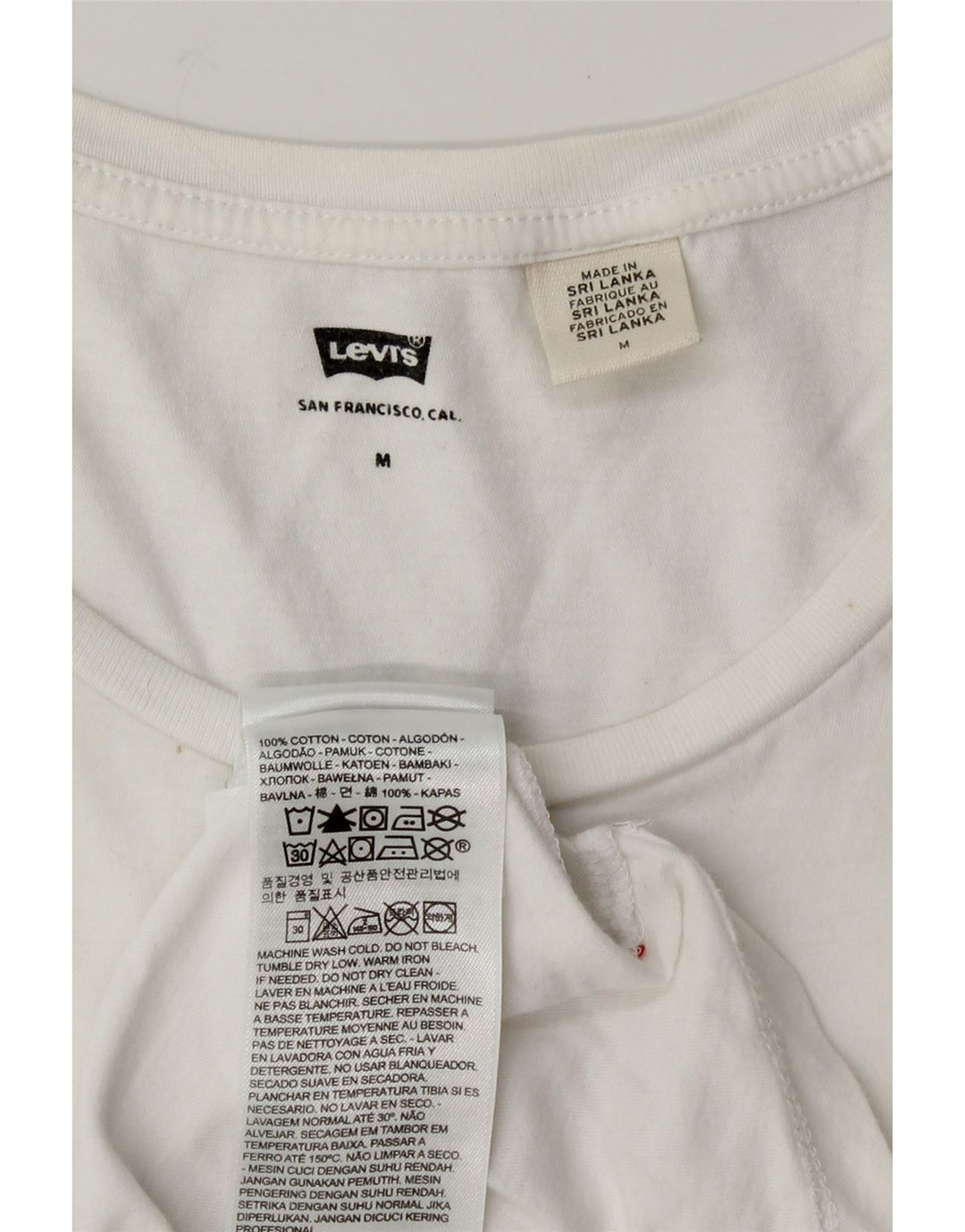 LEVI'S Womens Graphic Vest Top UK 12 Medium White Cotton Vintage Levi's and Second-Hand Levi's from Messina Hembry 