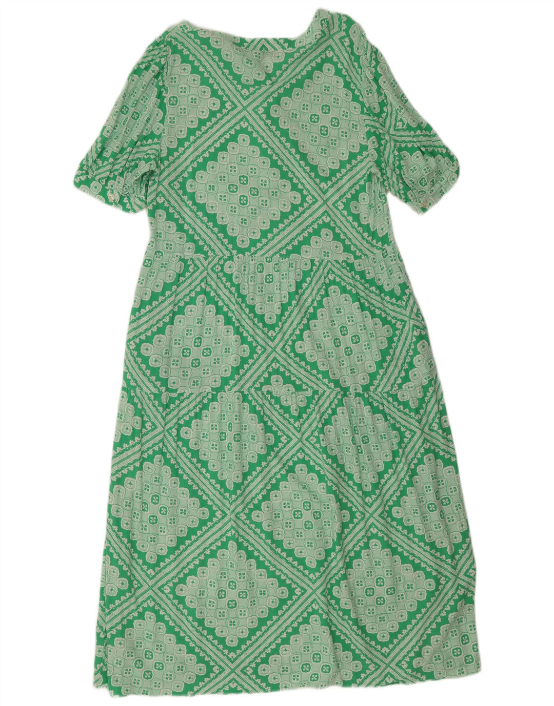 Marks & Spencer Damen Reguläres A-Linien-Kleid UK 12 Mittelgrün Geometrisch