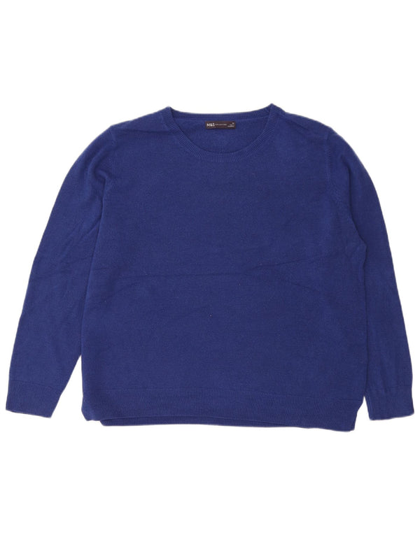 Marks & Spencer Damen-Pullover mit U-Boot-Ausschnitt, UK 20 2XL, blaues Acryl
