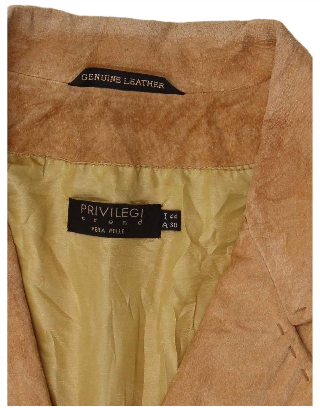 Privilegi Damen 3-Knopf-Wildleder-Blazerjacke IT 44 Mittelbraunes Leder