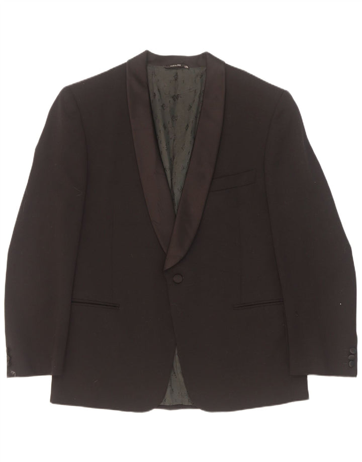 Roberta di Camerino Herren 1 Knopf Blazer Jacke IT 52 XL Schwarze Wolle