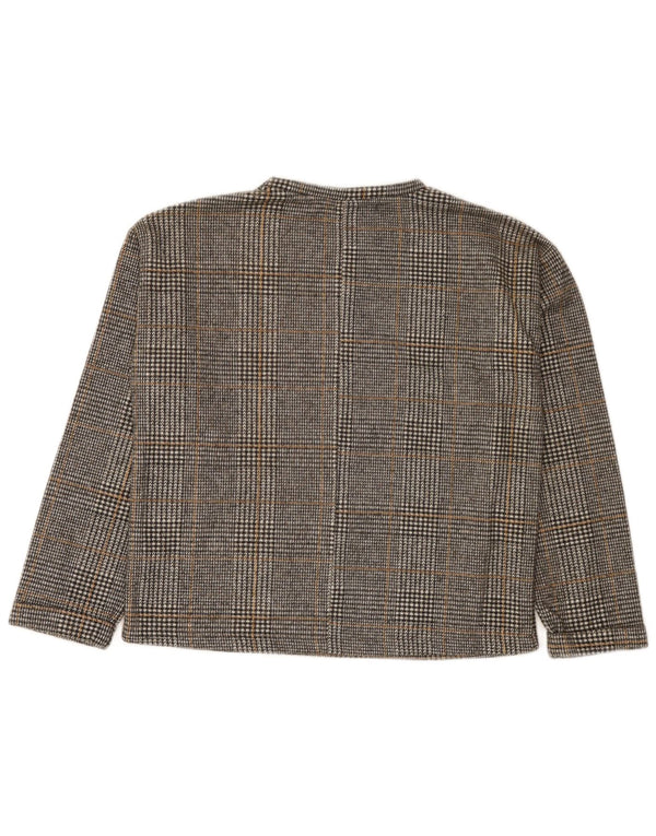 Zara Mädchen-Sweatshirt-Pullover, 11–12 Jahre, grau kariertes Polyester