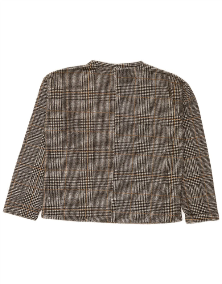 Zara Mädchen-Sweatshirt-Pullover, 11–12 Jahre, grau kariertes Polyester