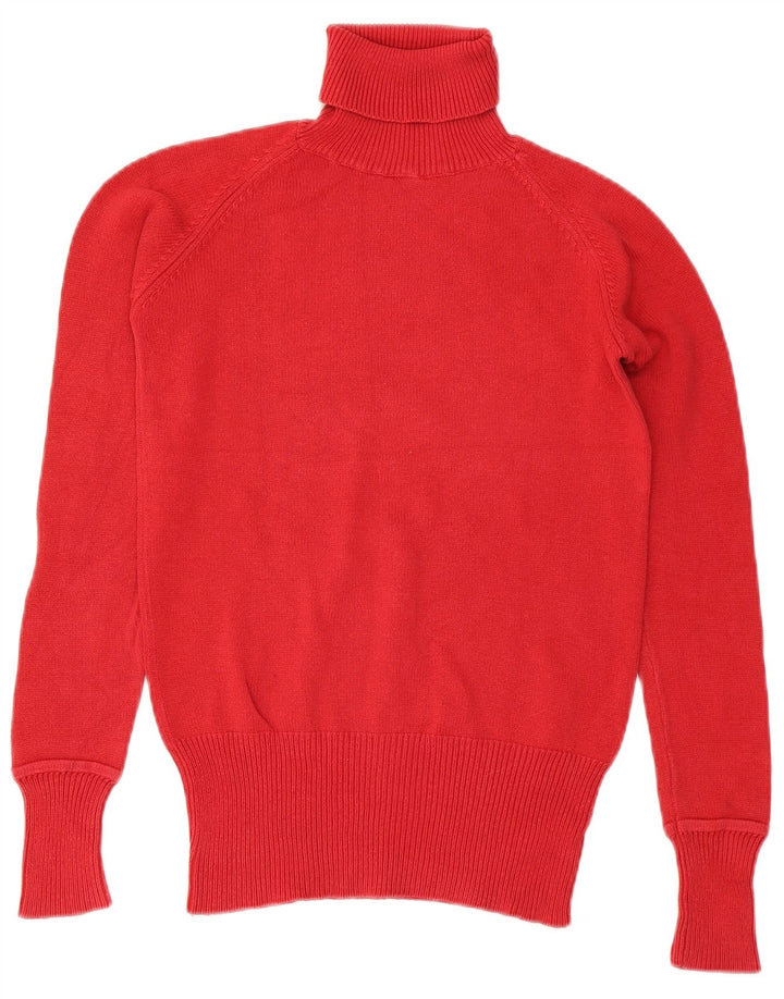 Zara Damen Rollkragenpullover, UK 14, mittelrote Baumwolle