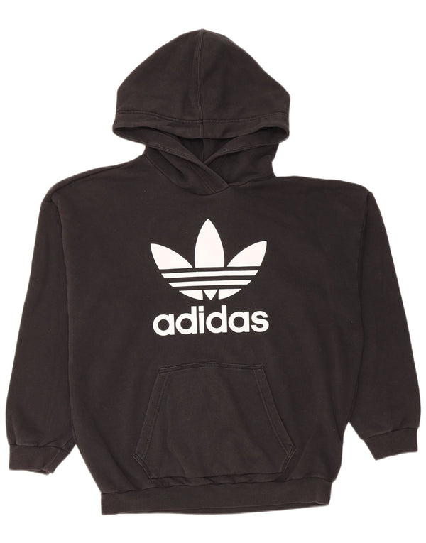 Adidas Womens Graphic Oversized Hoodie Pullover UK 14 Mittelschwarze Baumwolle