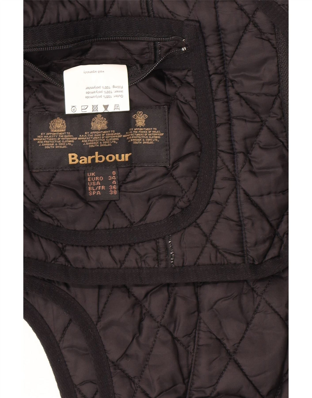 Barbour Damen Steppweste UK 8 Small Schwarz Polyamid