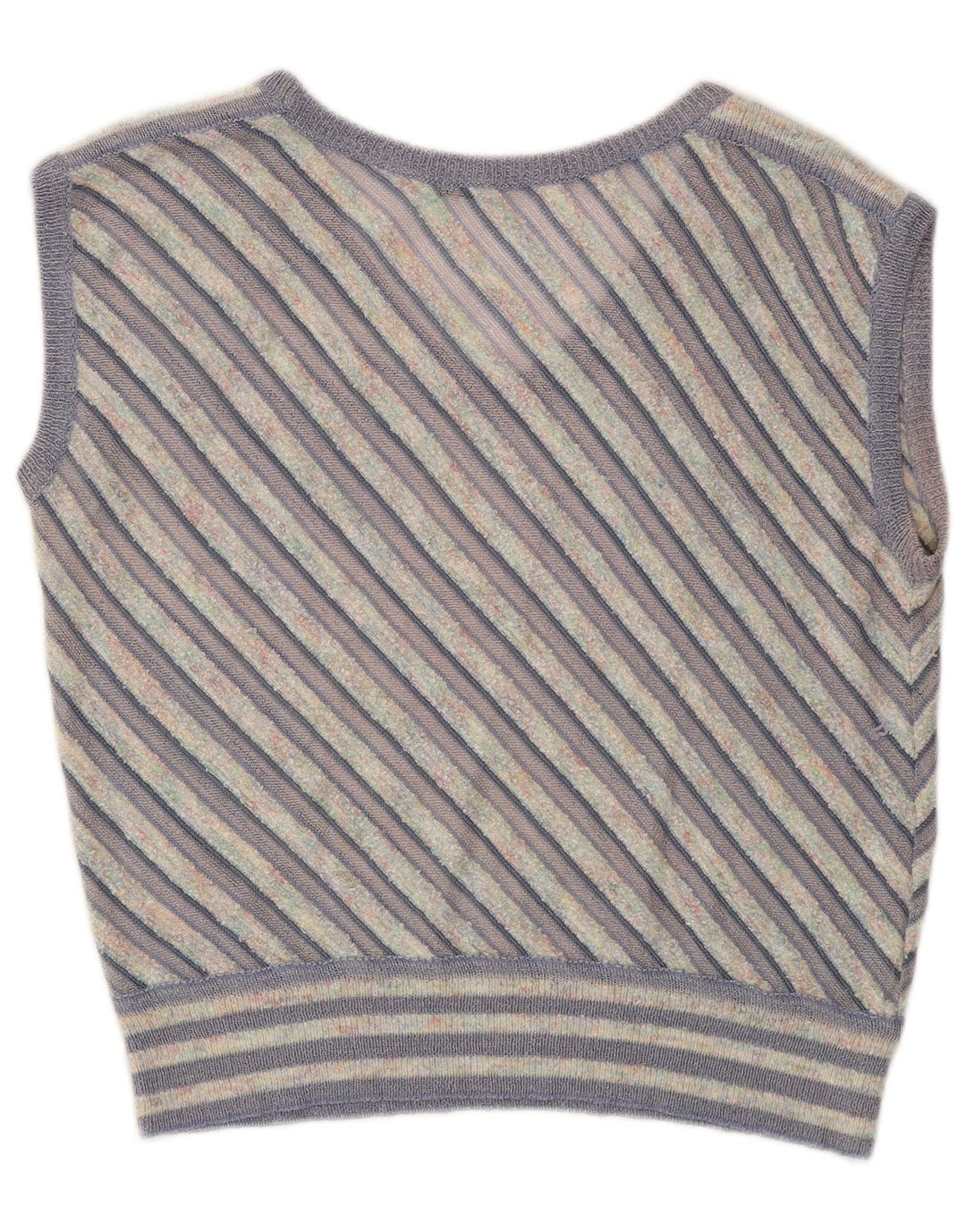 Vintage Damen Weste Tank Top UK 12 Medium Lila gestreift