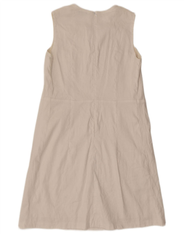 Benetton Damen Ärmelloses A-Linien-Kleid UK 12 Mittelweiß