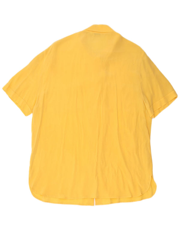 Luisa Spagnoli Damen Kurzarm-Hemdbluse UK 12 Mittelgelbe Seide