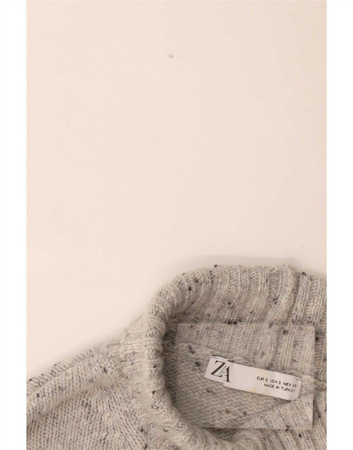 Zara Damen-Pullover mit Rollkragen, übergroß, Gr. 10, Größe S, Grau meliert