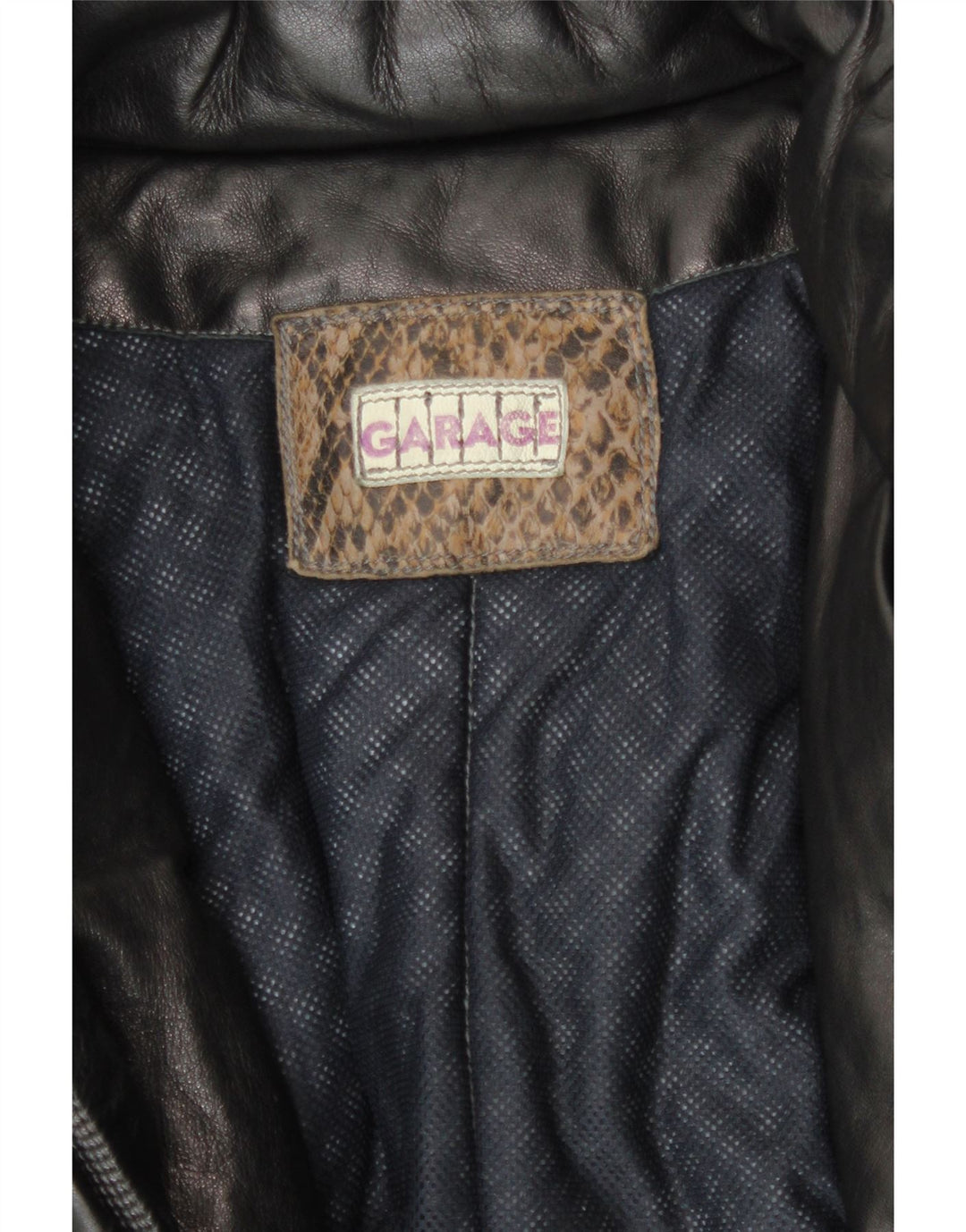 Garage Damen Ledermantel mit 3/4-Ärmeln, UK 18, XL, Schwarz