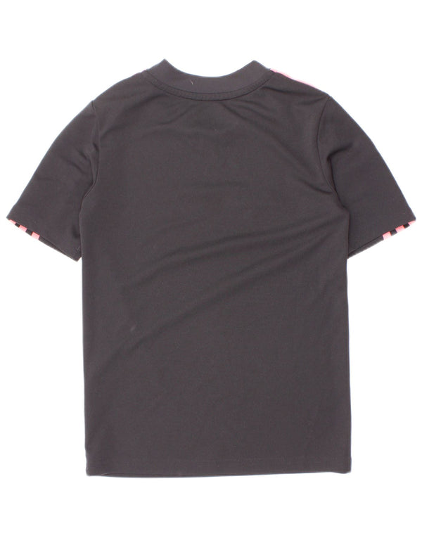 Adidas T-Shirt für Mädchen, 7–8 Jahre, schwarzes Colourblock-Polyester