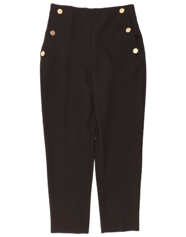Zara Damen-Freizeithose mit hoher Taille, schmal zulaufend, Größe M, W28, L27, Schwarz
