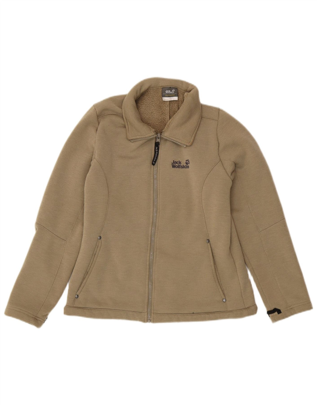JACK WOLFSKIN Damen Sherpa-Trainingsanzug-Top-Jacke UK 14 Medium Khaki