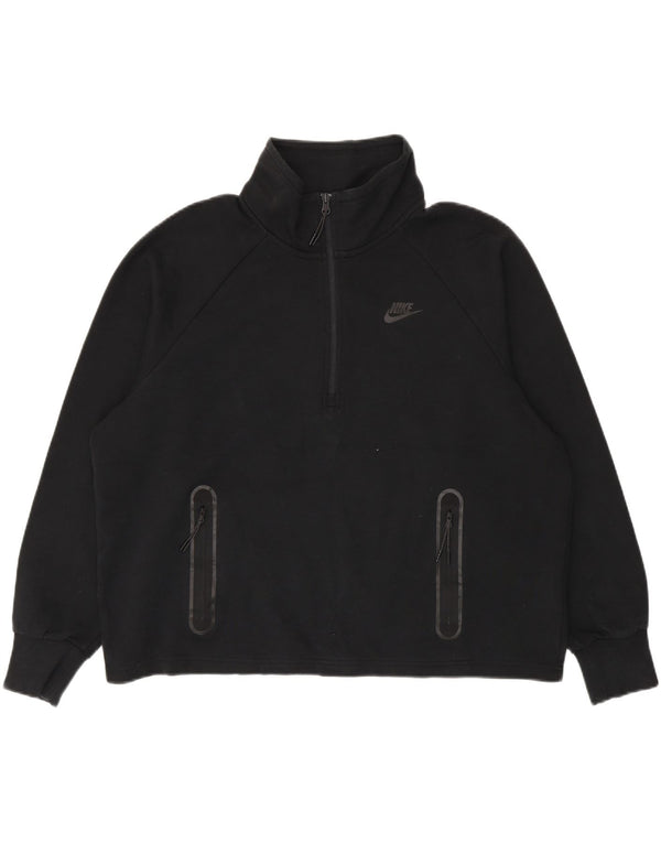Nike Damen-Sweatshirt in Übergröße mit Reißverschluss, UK 18, XL, Schwarz, Baumwolle