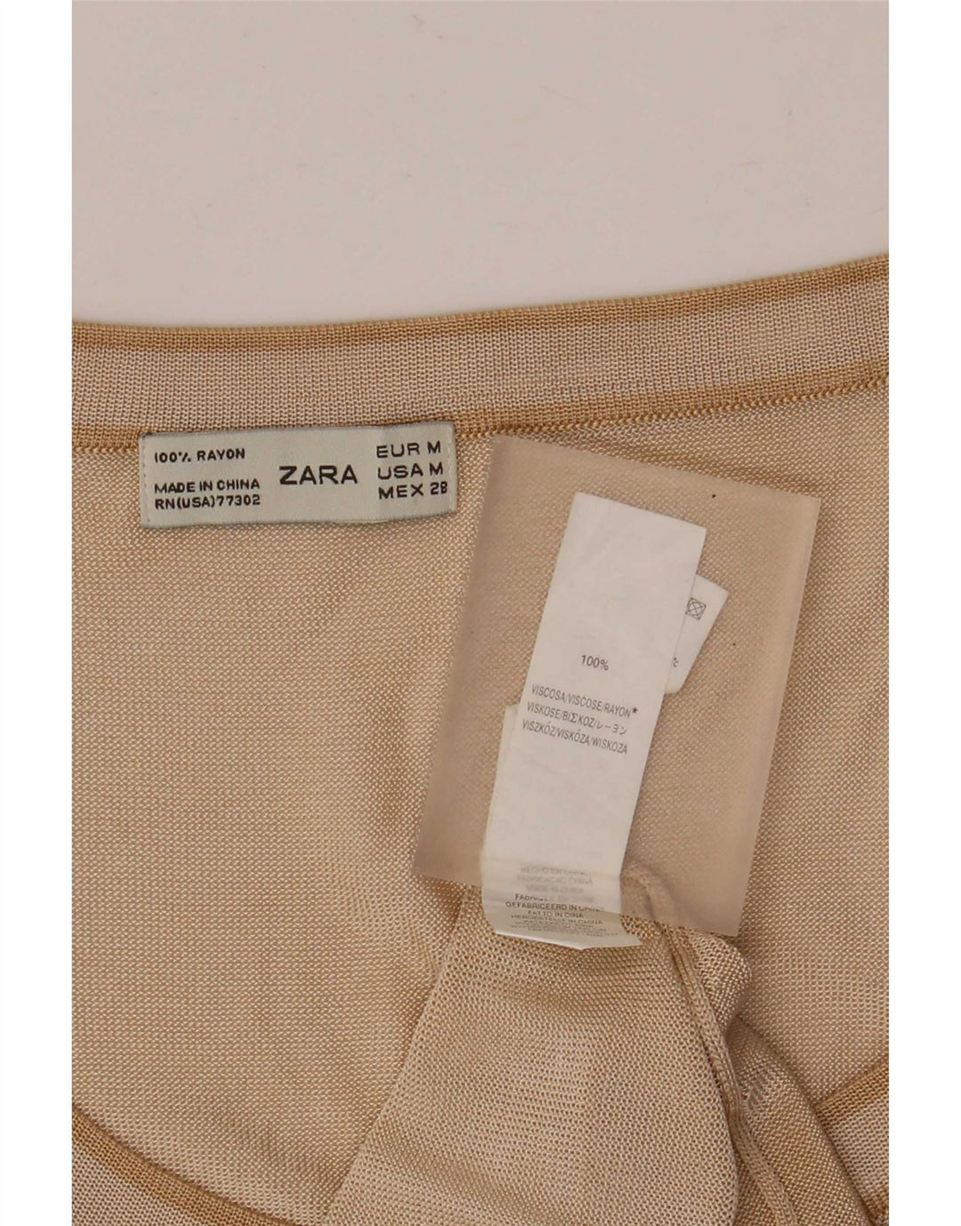 Zara Damen Weste Top UK 12 Mittelbeige Viskose