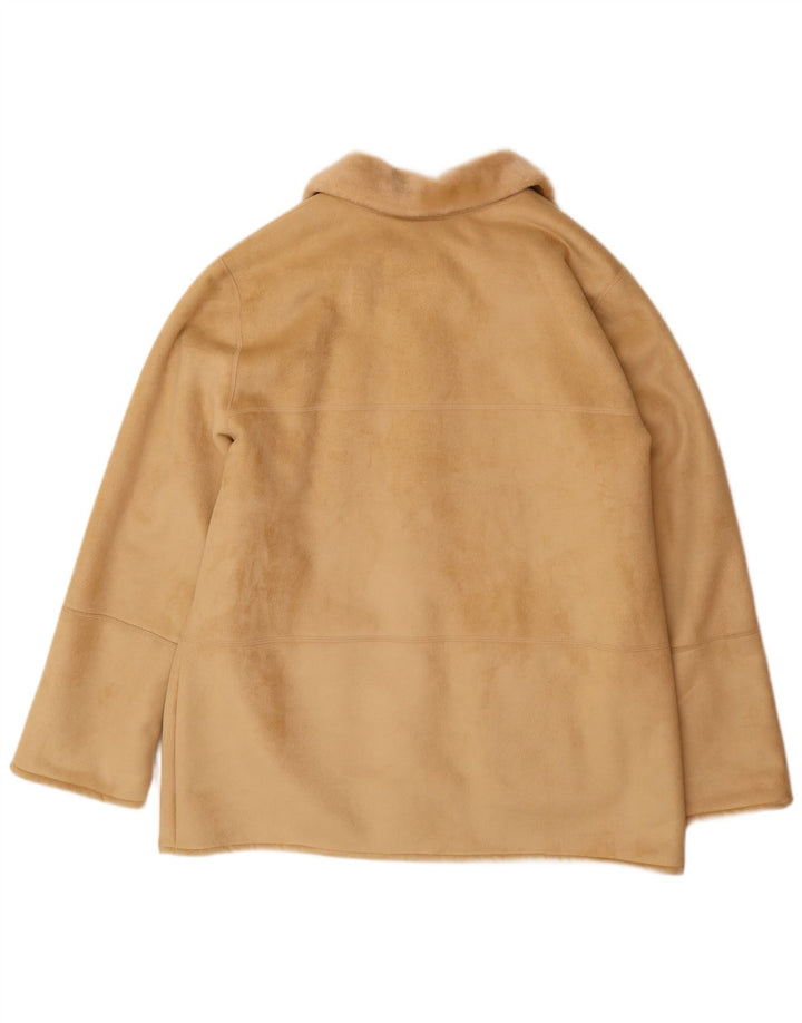 VINTAGE Damen Sherpa Jacke EU 44 XL Beige Acryl