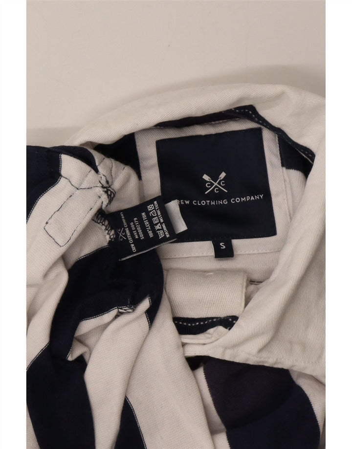 CREW CLOTHING Herren-Langarm-Rugby-Poloshirt, klein, weiß gestreift, Baumwolle