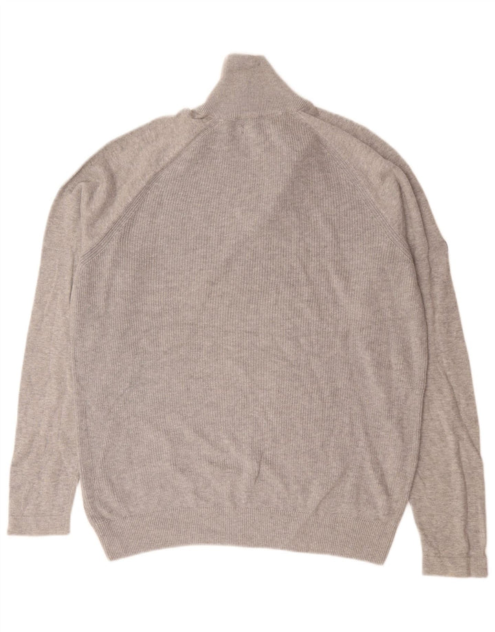 Jack & Jones Herren-Pullover mit Reißverschluss am Hals, mittelgraue Baumwolle