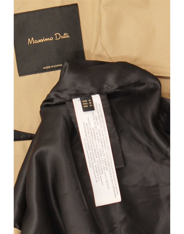 Massimo Dutti Damen Kurzer übergroßer Trenchcoat UK 14 Mittelbeige Baumwolle