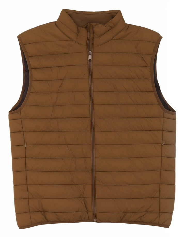 Zara Herren Wattierte Weste UK 40 Large Khaki Polyester