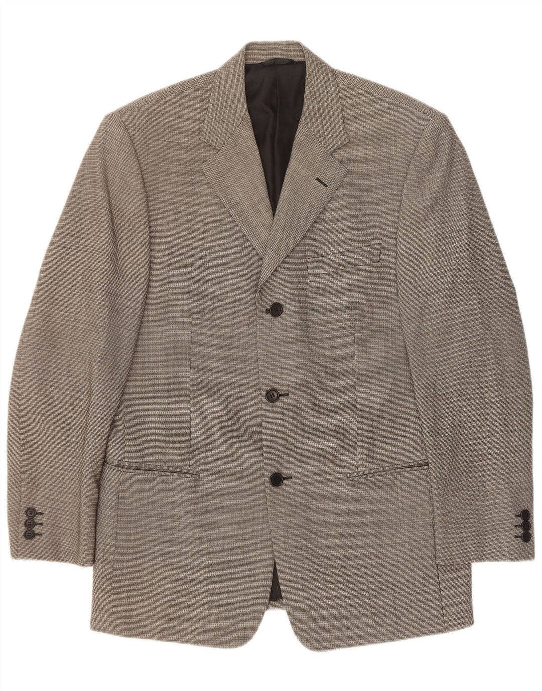 Cerruti 1881 Herren-Blazer mit 3 Knöpfen, IT 48, mittelgrau karierte Wolle