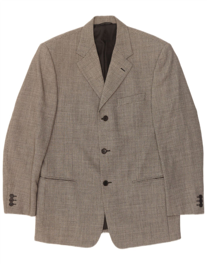 Cerruti 1881 Herren-Blazer mit 3 Knöpfen, IT 48, mittelgrau karierte Wolle