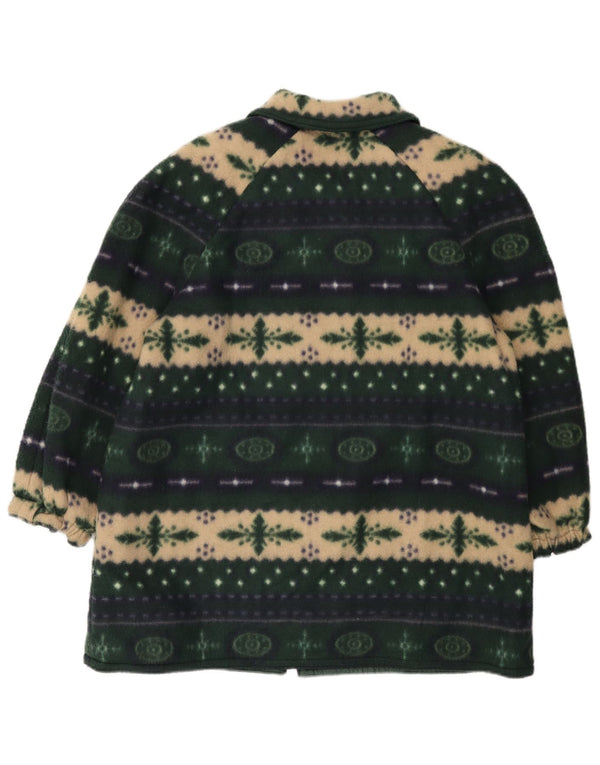 Vintage Damen 3/4 Ärmel Fleecejacke UK 20 2XL Green Fair Isle