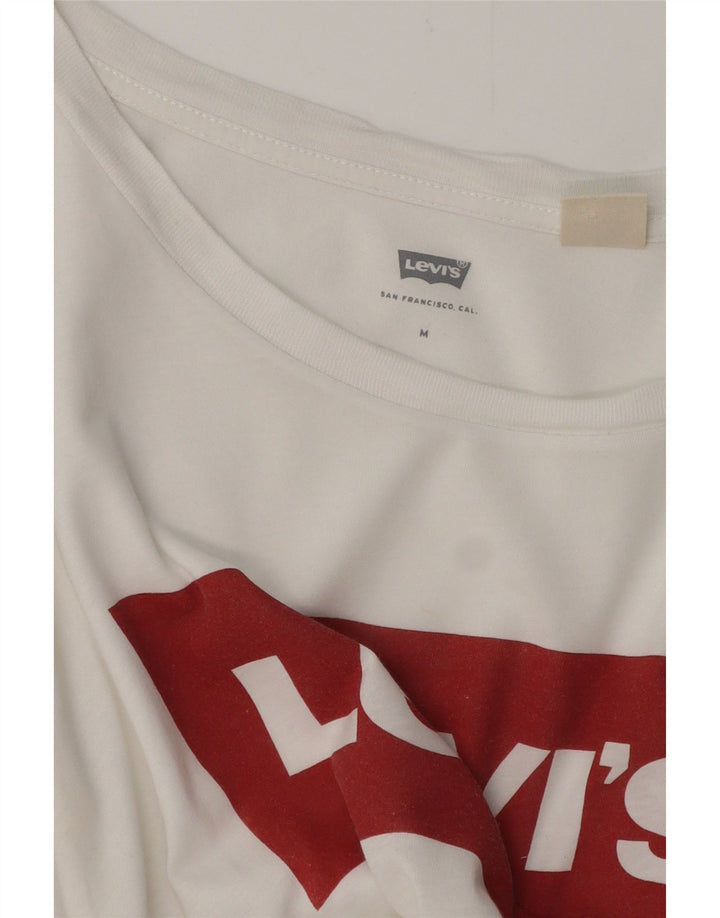 LEVI'S Damen Grafik-T-Shirt-Oberteil UK 12 Mittelweiß