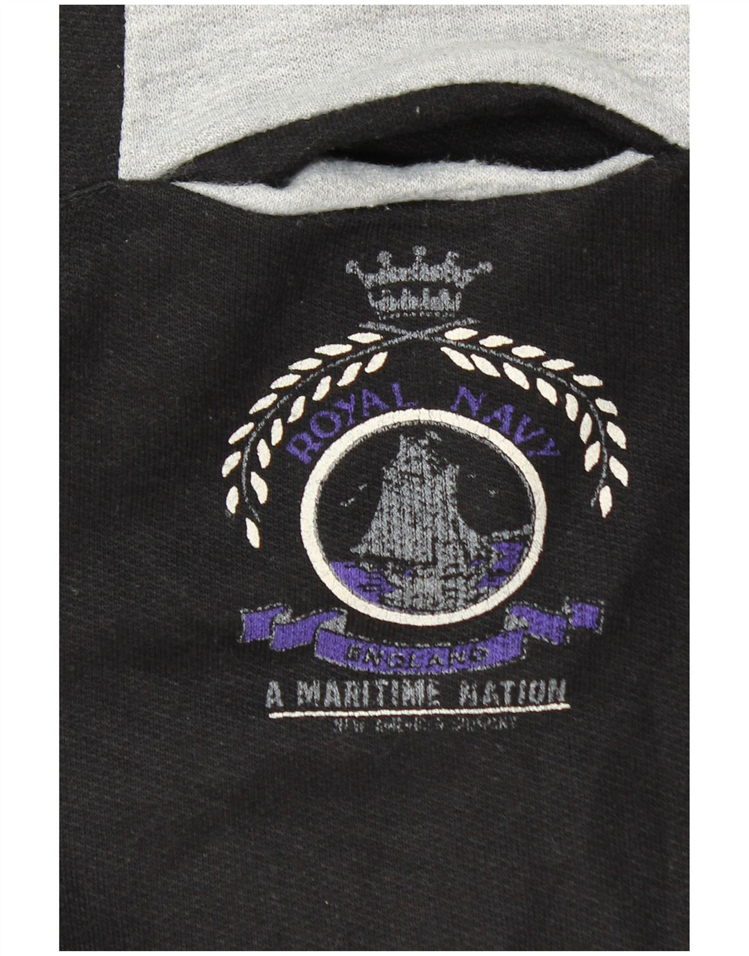 Vintage Herren-Sweatshirt mit Rollkragen, mittelgroß, Schwarz, Farbblock