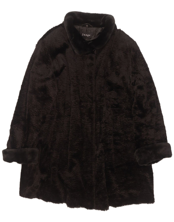 Junge Damen Kunstpelzmantel UK 22 3XL Schwarz Rayon
