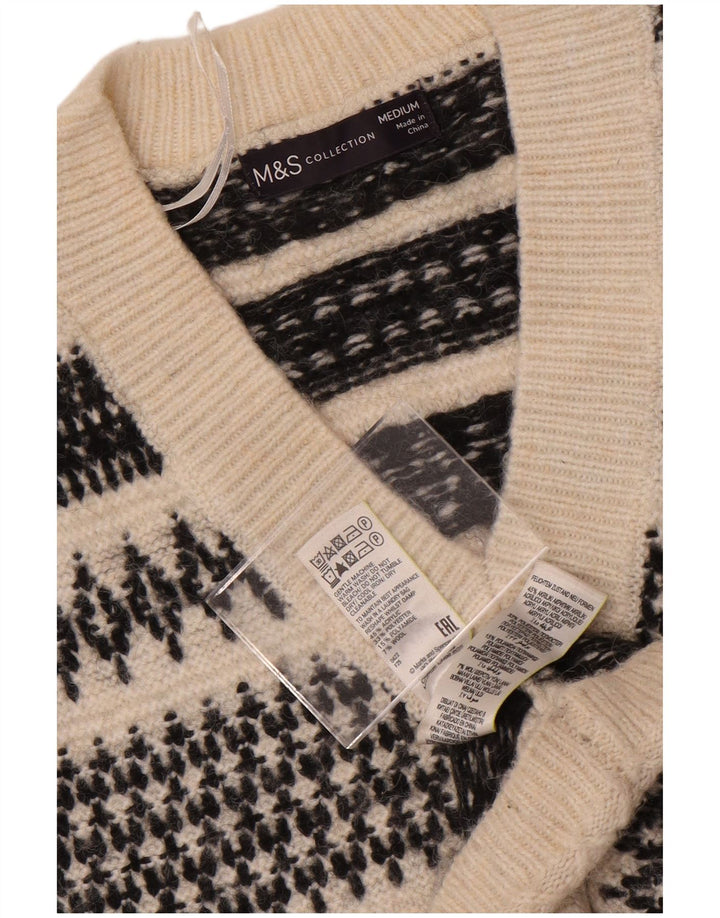 Marks & Spencer Damen Weste Tank Top UK 14 Medium Off White Fair Isle