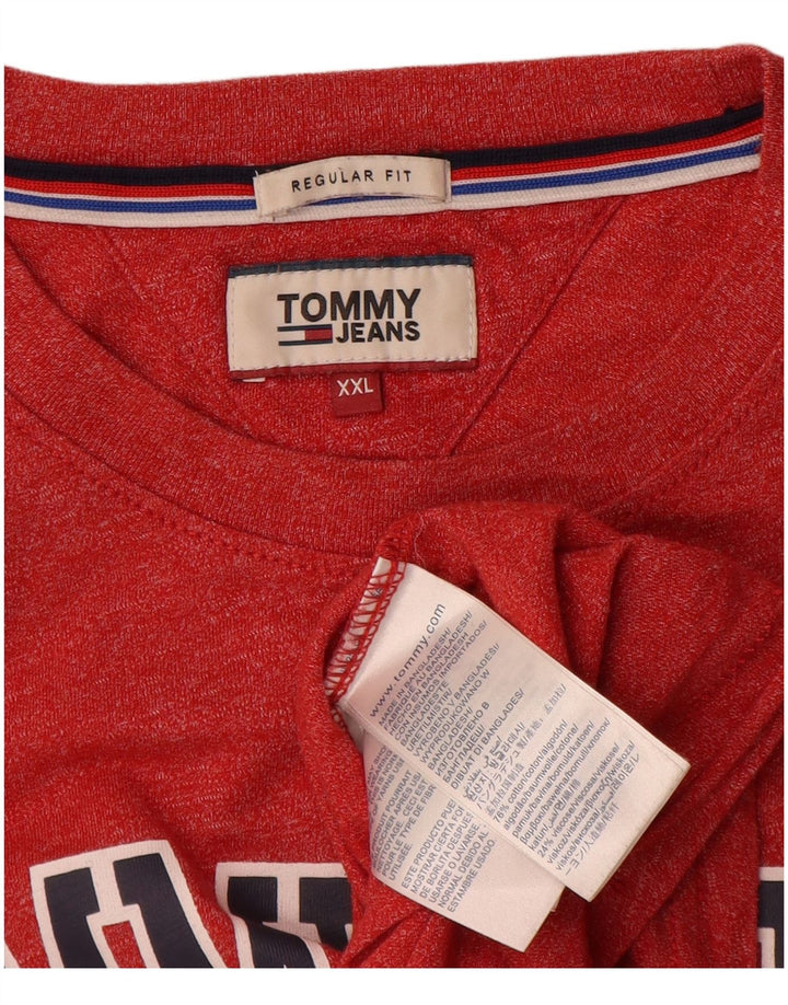 Tommy Hilfiger Herren Regular Fit Graphic Top Langarm 2XL Rot meliert